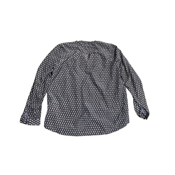 Lila Rose Blouse Diamond floral design Tie NeckLine Size Large Career Business - Picture 3 of 4